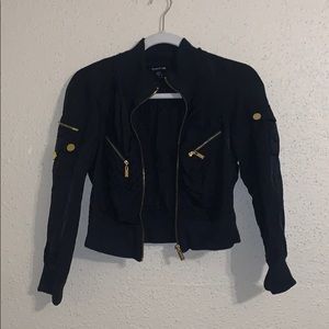 BEBE BLACK CROPPED UTILITY JACKET